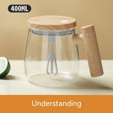 Self-Stirring 400ml Glass Coffee Mug – Electric Mixing Cup