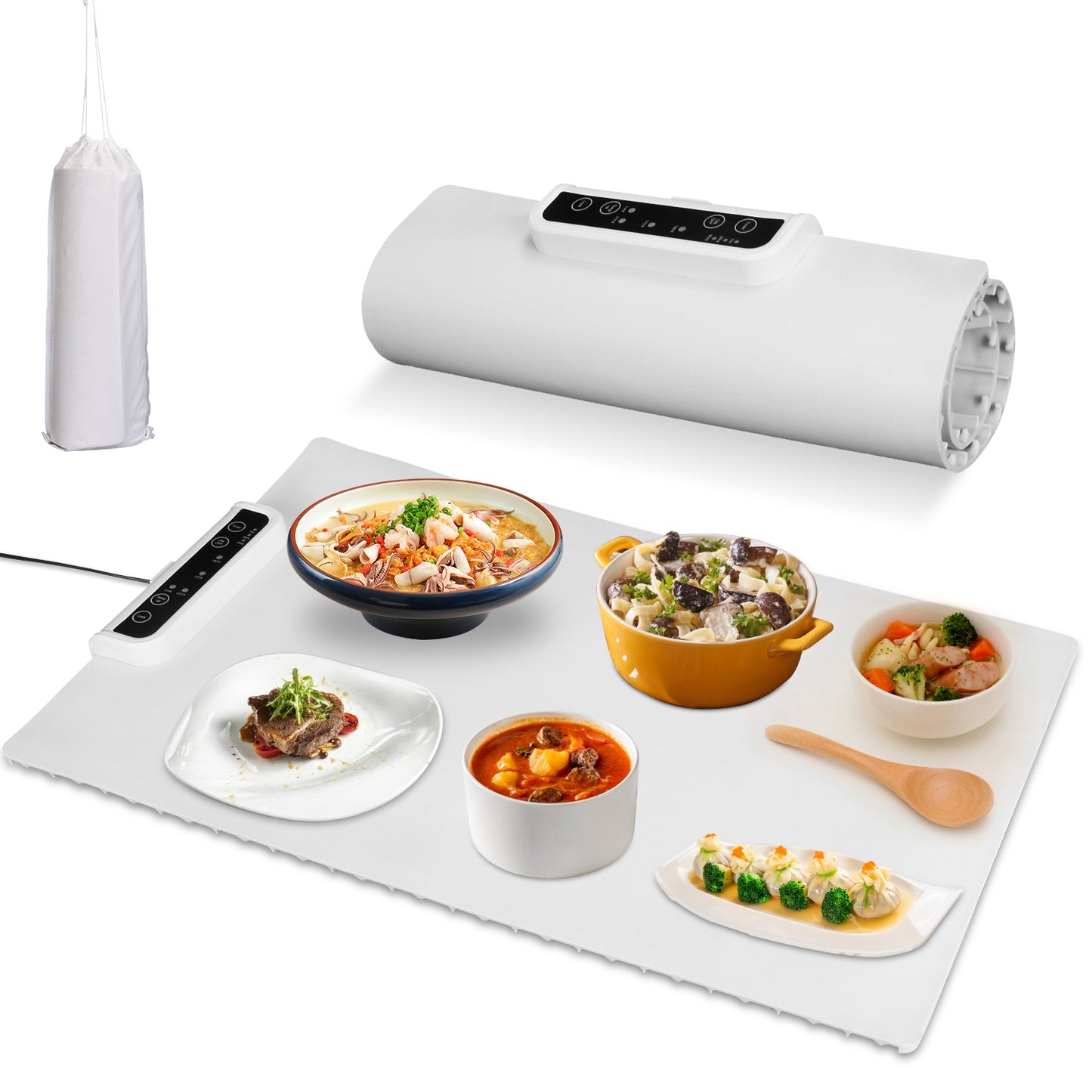 Electric Food Warming Tray | Roll-Up Smart Heating Pad with 3 Temperature Levels & Auto Timer for Buffet, Parties & Family Meals
