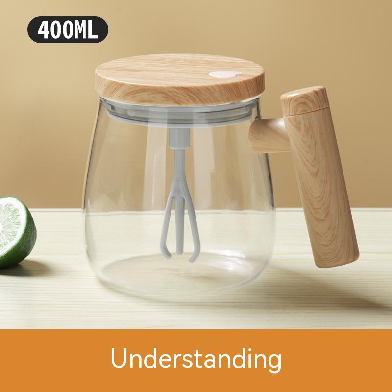 Self-Stirring 400ml Glass Coffee Mug – Electric Mixing Cup