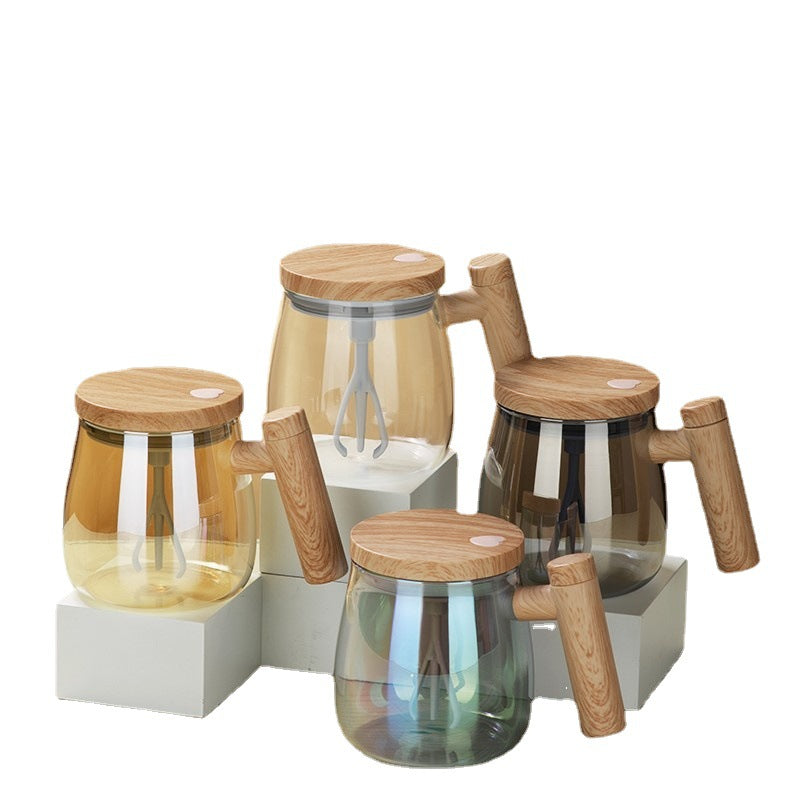 Self-Stirring 400ml Glass Coffee Mug – Electric Mixing Cup