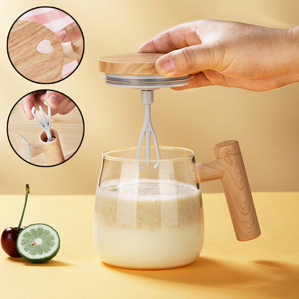 Self-Stirring 400ml Glass Coffee Mug – Electric Mixing Cup
