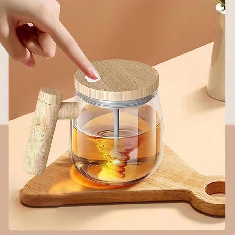 Self-Stirring 400ml Glass Coffee Mug – Electric Mixing Cup