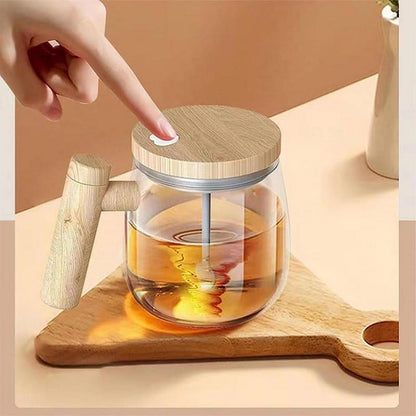 Self-Stirring 400ml Glass Coffee Mug – Electric Mixing Cup